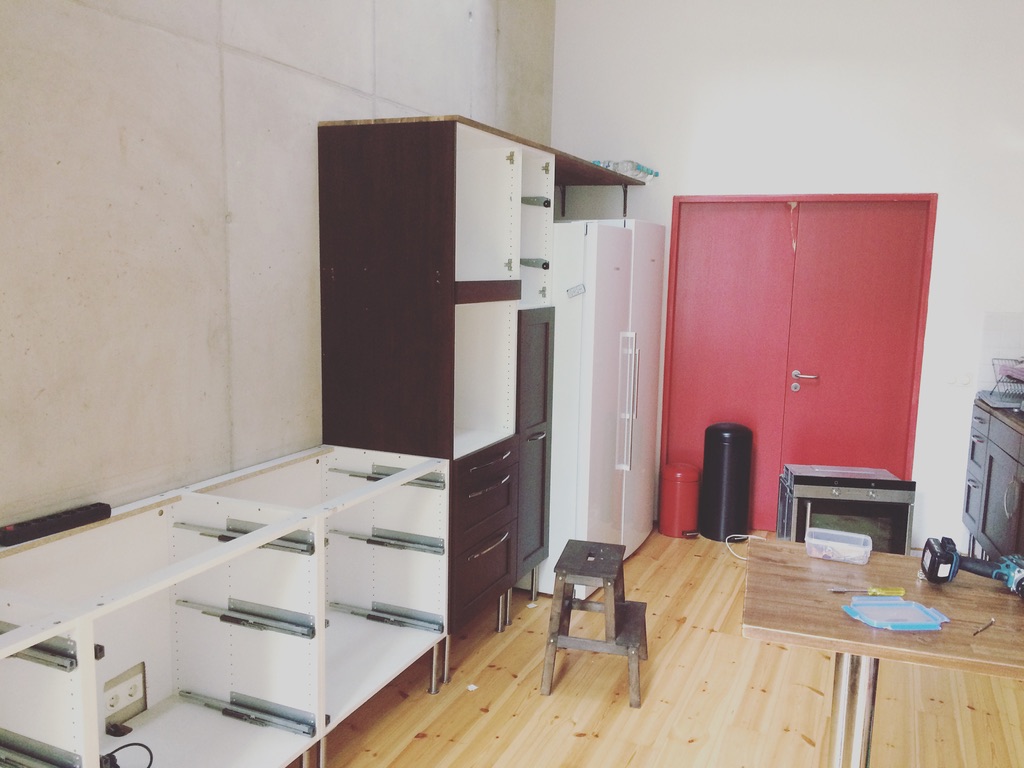 Trying to get the kitchen done as fast as possible after the floorboards were finished