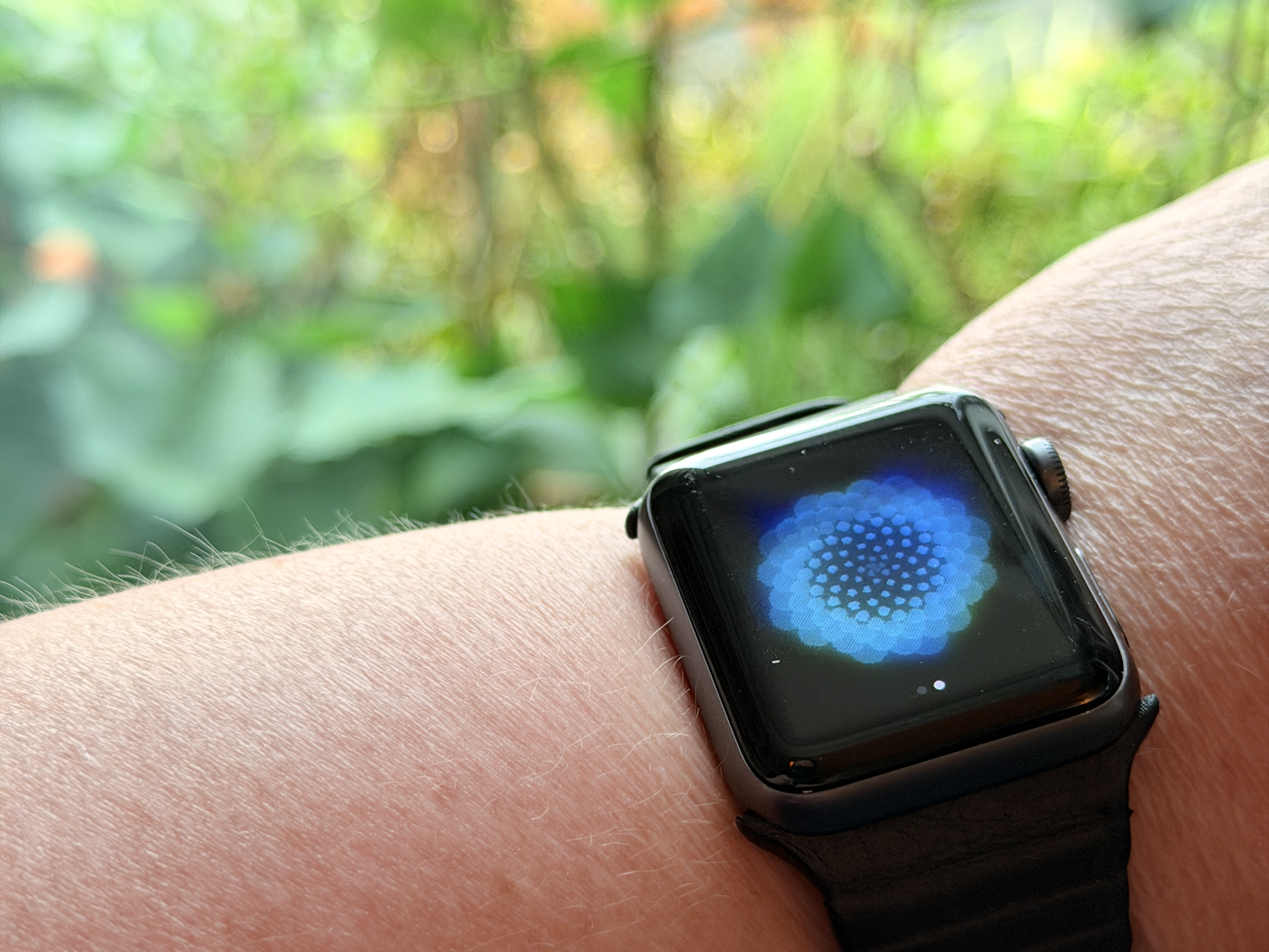 The relax and meditation programs on the watch are good for eyes-closed, focused on breathing, medittion sessions.