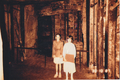 Kym and Sarah Turner in a coal mine on a school camp in 1987